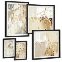 BILDER SET 5er Set - 50x50 cm & 20x30 cm & 40x60 cm Schwarzer Rahmen - Haus am Wasser, Toastsegelboot - Schwarz, Kunststoff (40/60cm) - TULUP