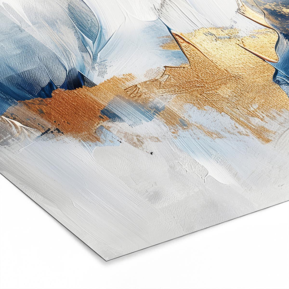 POSTER MIT RAHMENGERAHMTES BILD Gold - Blau - Aquarell - Kunst - Modern 40x30 cm - Hellblau, Papier (40/30cm) - MuchoWow