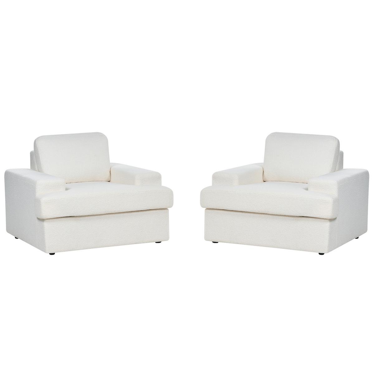 SESSEL 2er-Set Bouclé cremeweiß Alla - Weiß, Textil (108/85/103cm) - Beliani