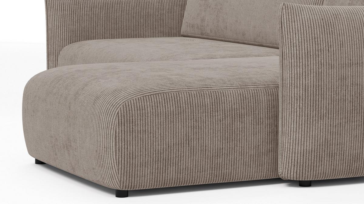 ECKSOFA TAUER 3-Sitzer links, taupe - Taupe/Schwarz, Holz/Textil (248/173cm) - Wozimo