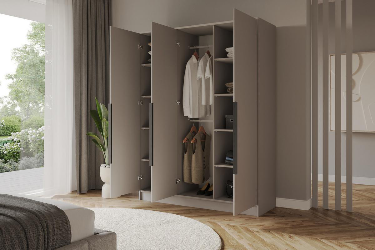 KLEIDERSCHRANK - LESE - 150 - Kaschmir - Kaschmir/Schwarz, Holzwerkstoff (150/200/51cm) - ALTDECOR