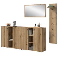 GARDEROBEN-SET Evoke Eiche 4-teilig 258 cm, Komplettset mit viel Stauraum - Schwarz/Eiche Artisan, Glas/Holzwerkstoff (258/192/37cm) - Inn.Furn