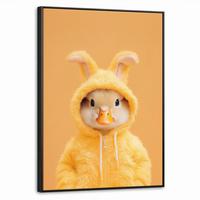 LEINWAND Bilder mit Rahmen - Osterhase - Kostüm - Ente - 50x70 - Gelb, Textil (50/70cm) - MuchoWow