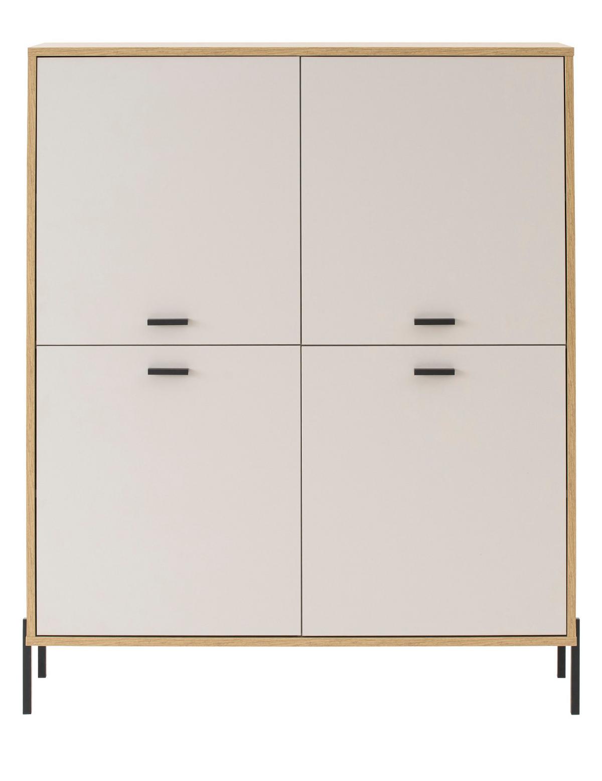 HIGHBOARD Kaschmir, Eiche 115 x 140 cm, Kommode mit Soft-Close - Kaschmir/Eichefarben, Holzwerkstoff/Metall (115/140/40cm) - Furn.Design