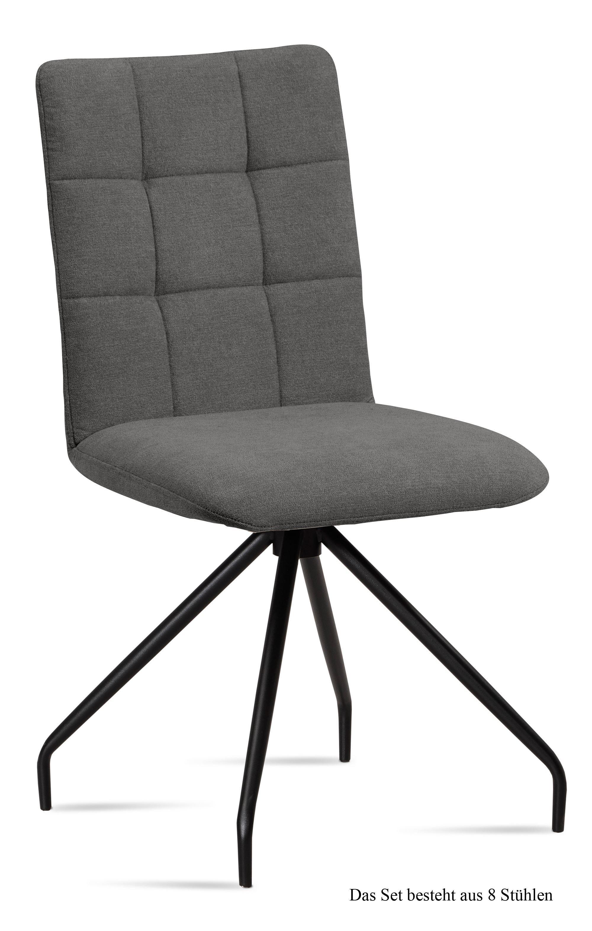 ESSZIMMERSTUHL (8er-Set) Devera 47x91x60 Schwarz/Grau - Schwarz/Grau, Kunststoff (60/91/47cm) - 58aufmkessel