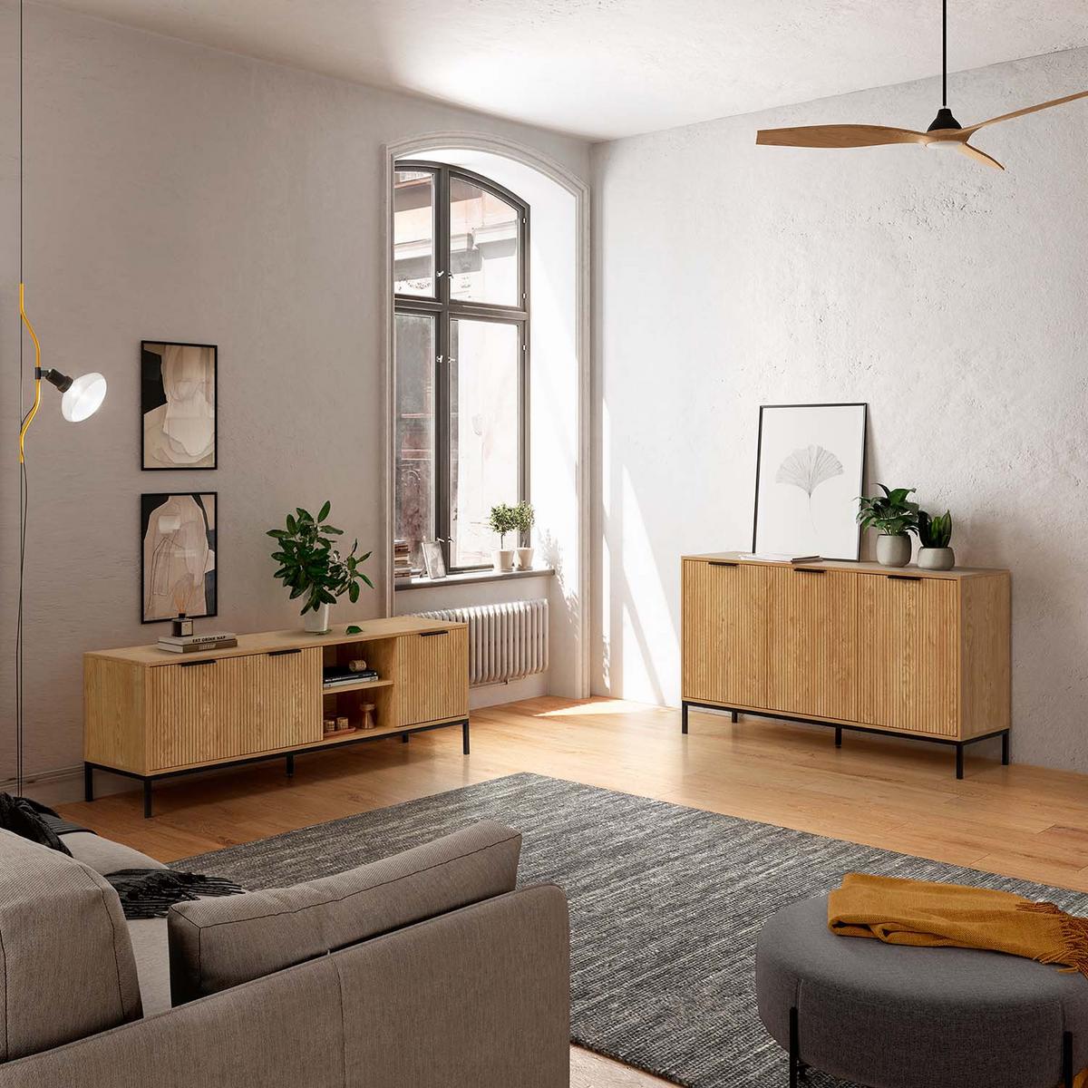 TV-ELEMENT Monica 3 türen in Eichenfarbe - Honigeiche, Holzwerkstoff (160/55/40cm) - VS Venta-stock