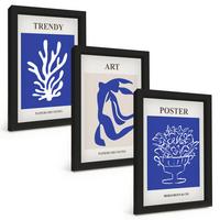 BILDER SET 3er Set - 20x30 cm Schwarzer Rahmen - Matisses abstrakte Plakate - Schwarz, Kunststoff (20/30cm) - TULUP