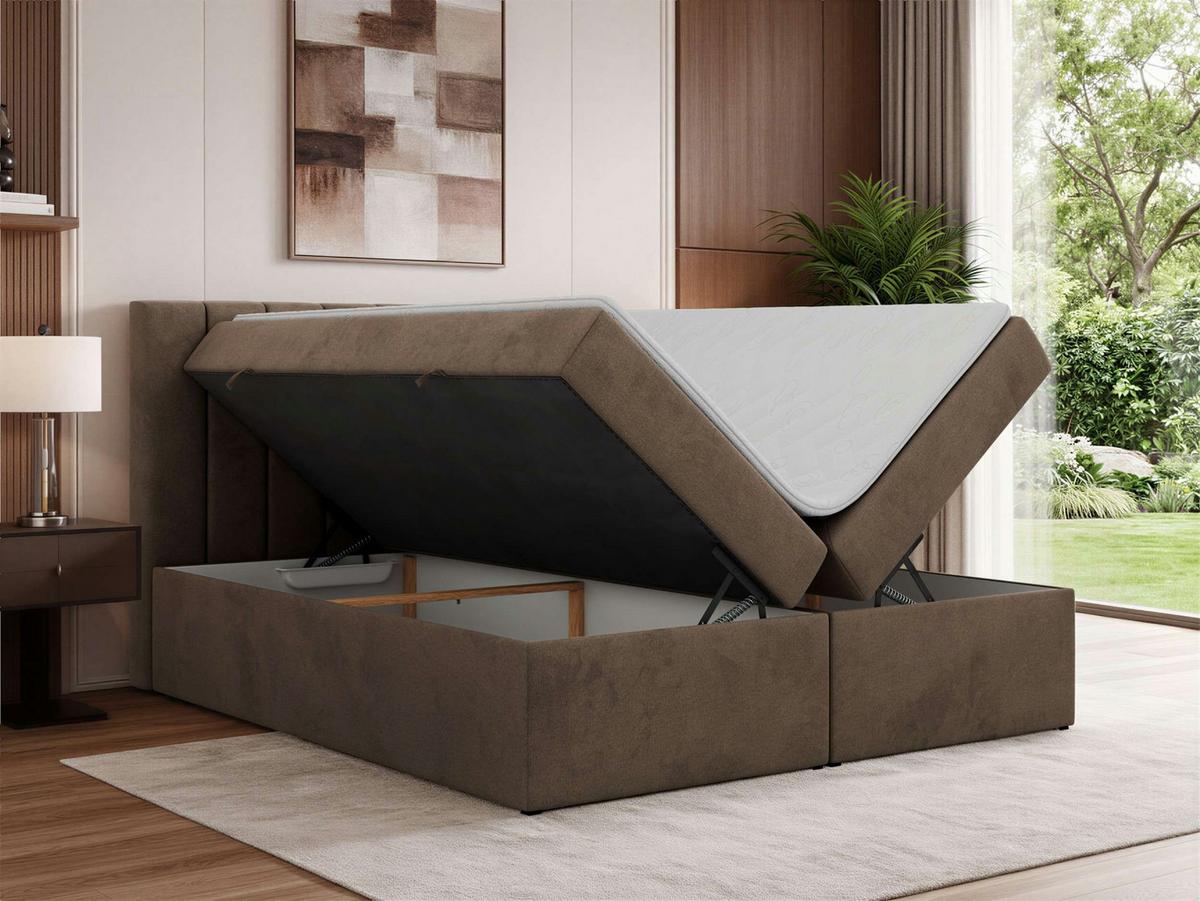 BOXSPRINGBETT ALVER 180/200 - Braun Velvet - H4 - Braun, Textil (180/200cm) - MKS