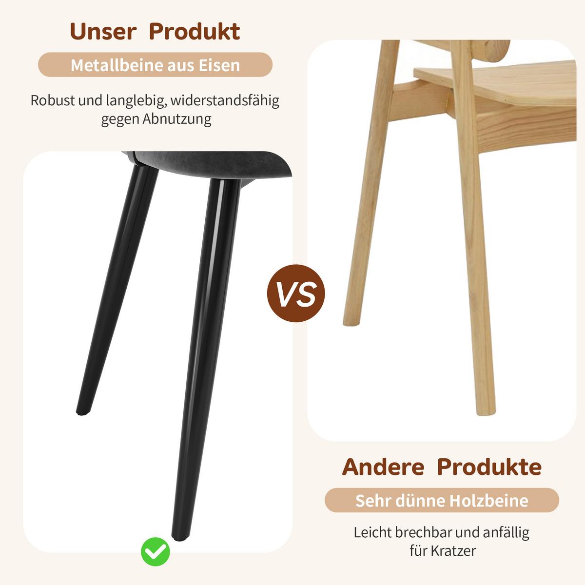 ESSZIMMERSTÜHLE 2er Set Rattan Rückenlehne & Samtsitz - Schwarz/Grau, Leder/Textil (47/79/47cm) - Urban Meuble