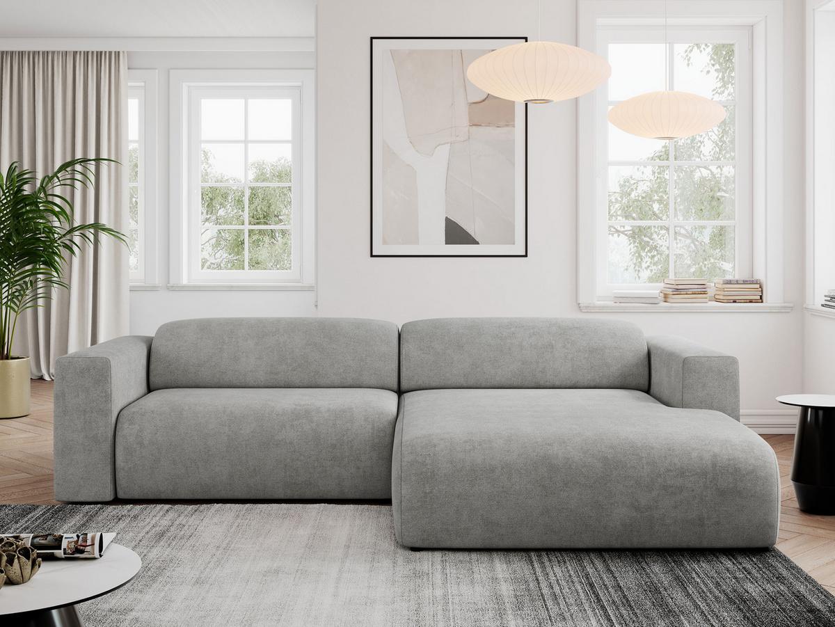 OFERTA WYCOFANA ECKSOFA PASADENA Hellgrau Struktur Rechts Seite - Hellgrau/Schwarz, Kunststoff/Textil (288/180cm) - MKS