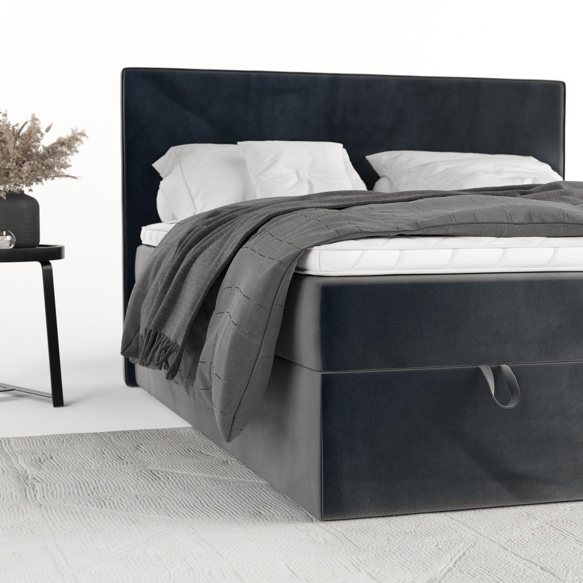 BOXBETT Velma 180/200 cm Anthrazit im Paros Stoff - Anthrazit/Schwarz, Holz/Holzwerkstoff (180/200cm) - AltaBeds