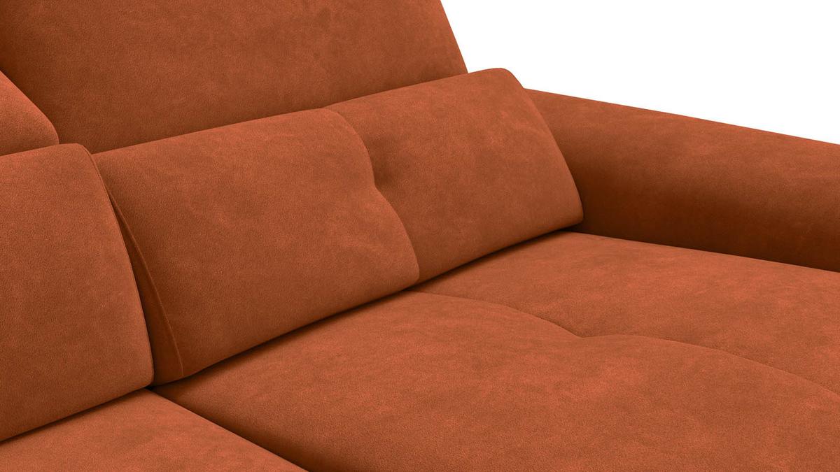 SOFA RELAX AVENA 3-Sitzer, dunkeloranger Veloursstoff - Dunkelorange/Schwarz, Holz/Textil (204/80/108cm) - Courtois Laville