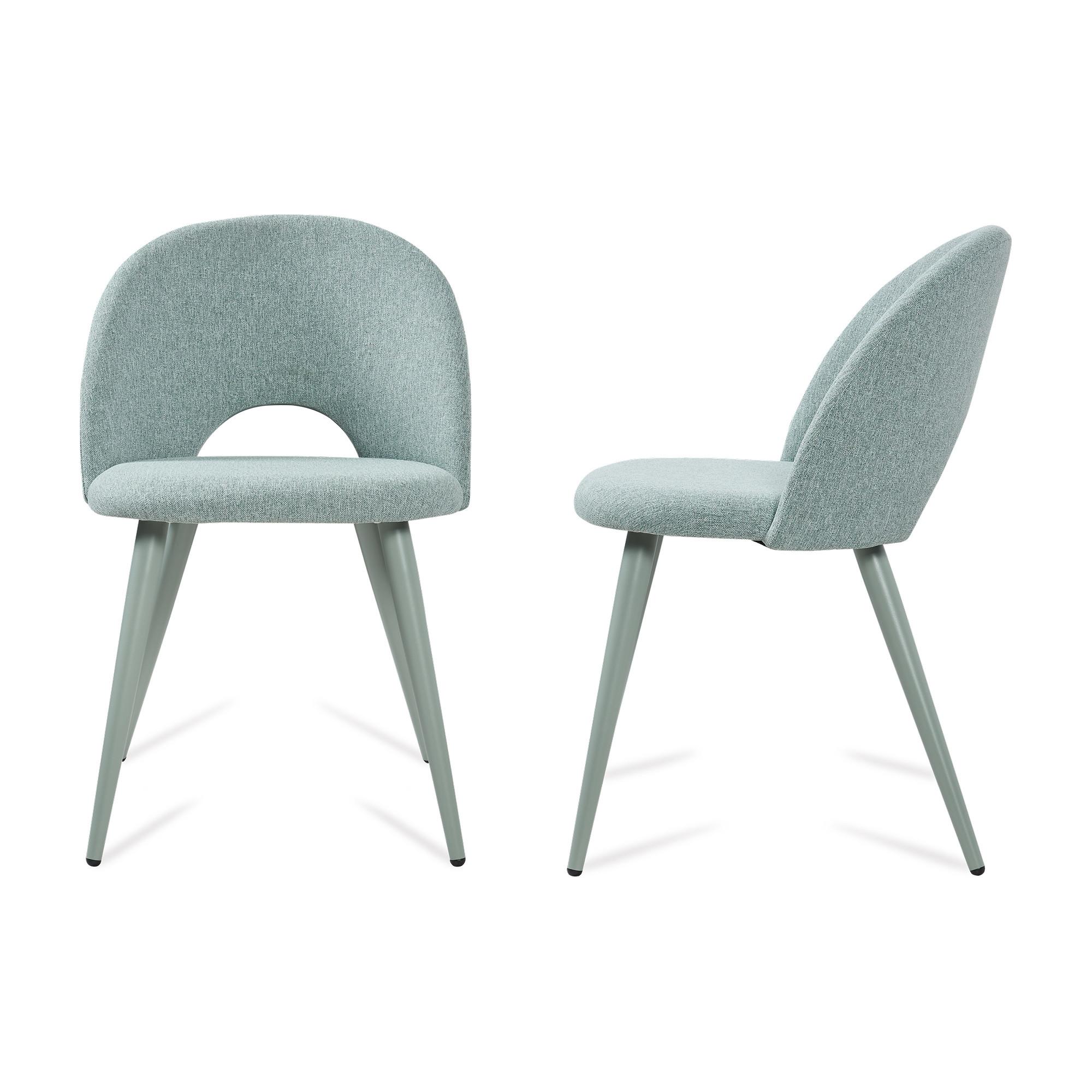 ESSZIMMERSTUHL-SET 2 TLG. Karijoki - Hellgrün/Grün, Textil/Metall (50/77/55cm) - [en.casa]