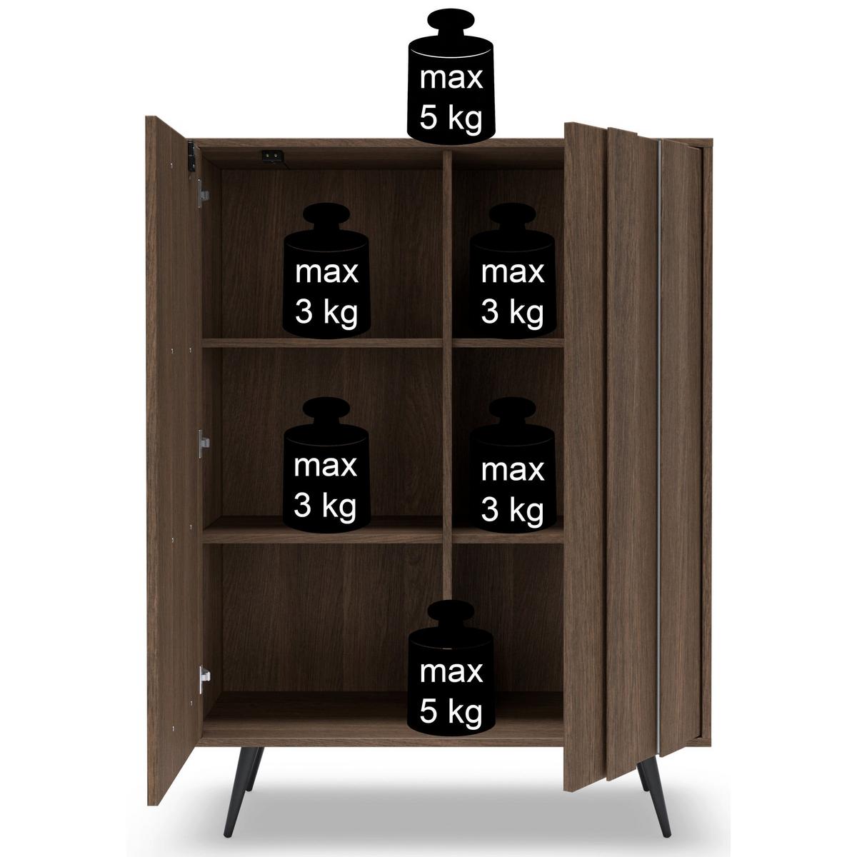 HIGHBOARD Amaro 93 cm - Eichefarben/Schwarz, Holzwerkstoff/Metall (93.5/125.6/40cm) - Selsey