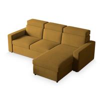 ECKSOFA PADWA Gelb Kordstoff mit Schlaffunktion - Gelb/Schwarz, Holz/Kunststoff (227/168cm) - MASSENO