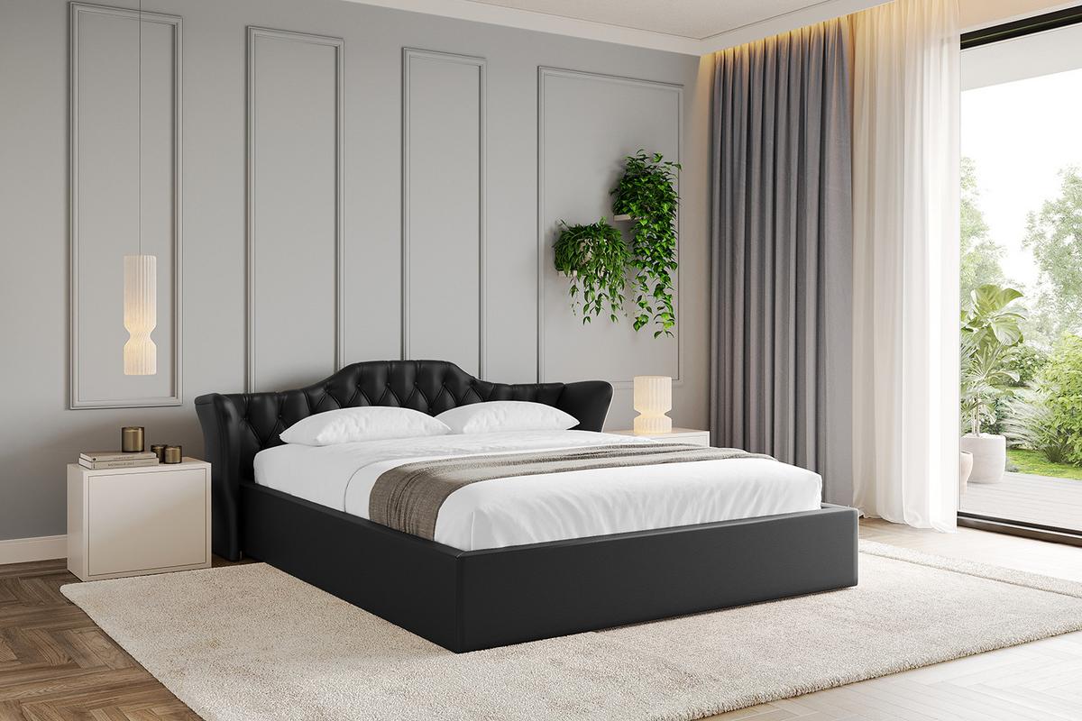 POLSTERBETT mit Bettkasten und Lattenrost, Boxbett ohne Matratze - ZORAN-V1 120x200 Schwarz Kunstleder - Schwarz Hochglanz, Holzwerkstoff/Textil (120/200cm) - ALTDECOR