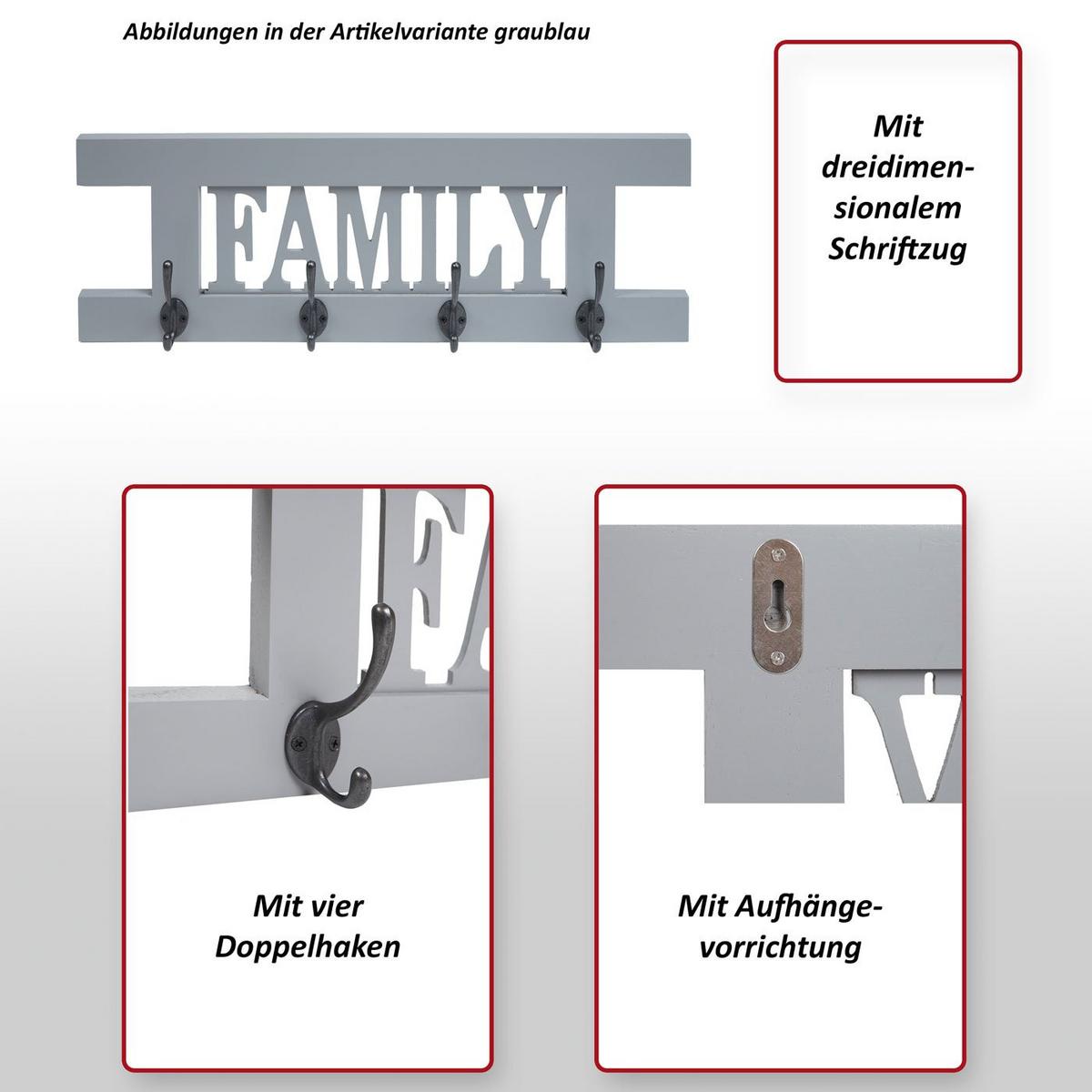 WANDGARDEROBE FAMILY SHABBY-LOOK Grau - Grau, Holz (60/21/2cm) - MCW