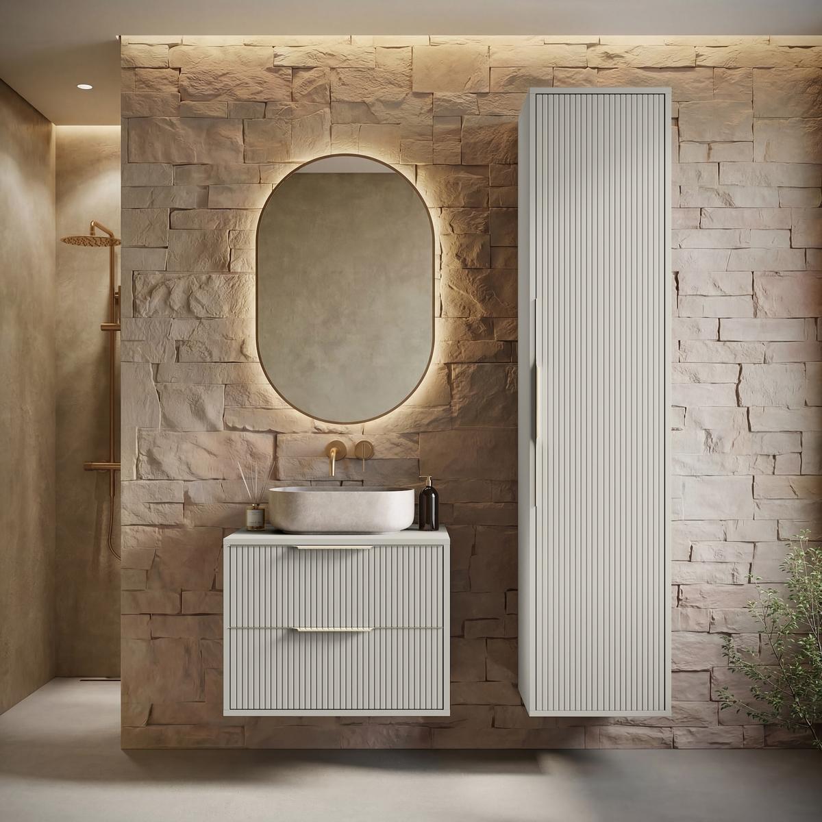 BADMÖBEL-SET Rimini 2 Teile Cashmere - 60 x 46 x 46 cm - Kaschmir, Holz (60/46/46cm) - Badplaats