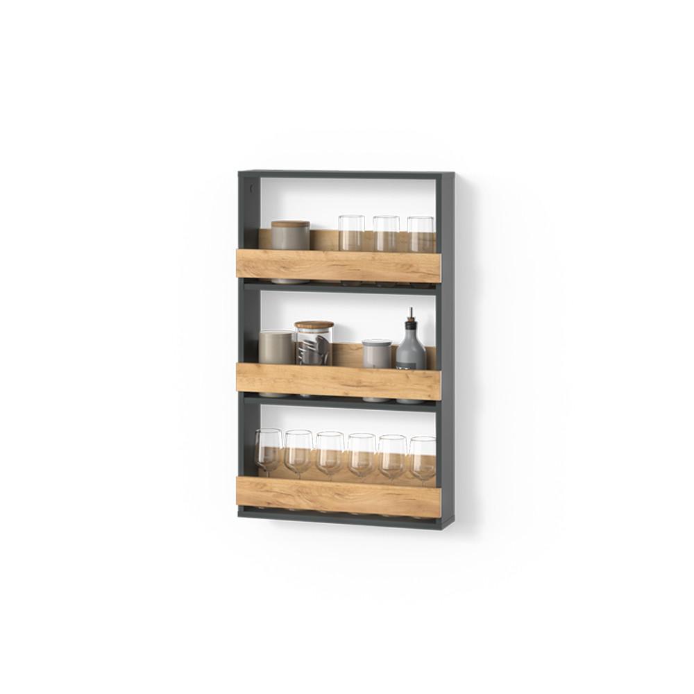 WEINGLASREGAL Regusa Goldkraft Eiche/Anthrazit 60 x 98 cm - Honigeiche/Anthrazit, Holzwerkstoff (60/98/15.1cm) - Livinity®