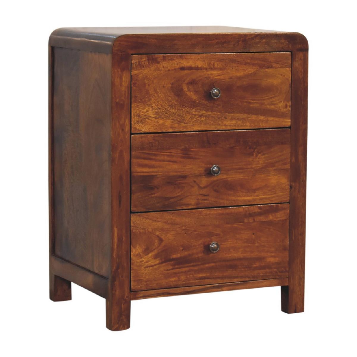 NACHTTISCH ASPEN mit 3 Schubladen, Braun - Messingfarben/Braun, Holz/Metall (45/60/35cm) - Artisan Furniture