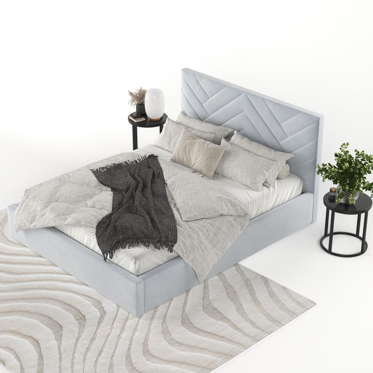 POLSTERBETT Arco 140/200 cm Hellgrau im Paros Stoff - Hellgrau/Schwarz, Holz/Holzwerkstoff (140/200cm) - AltaBeds