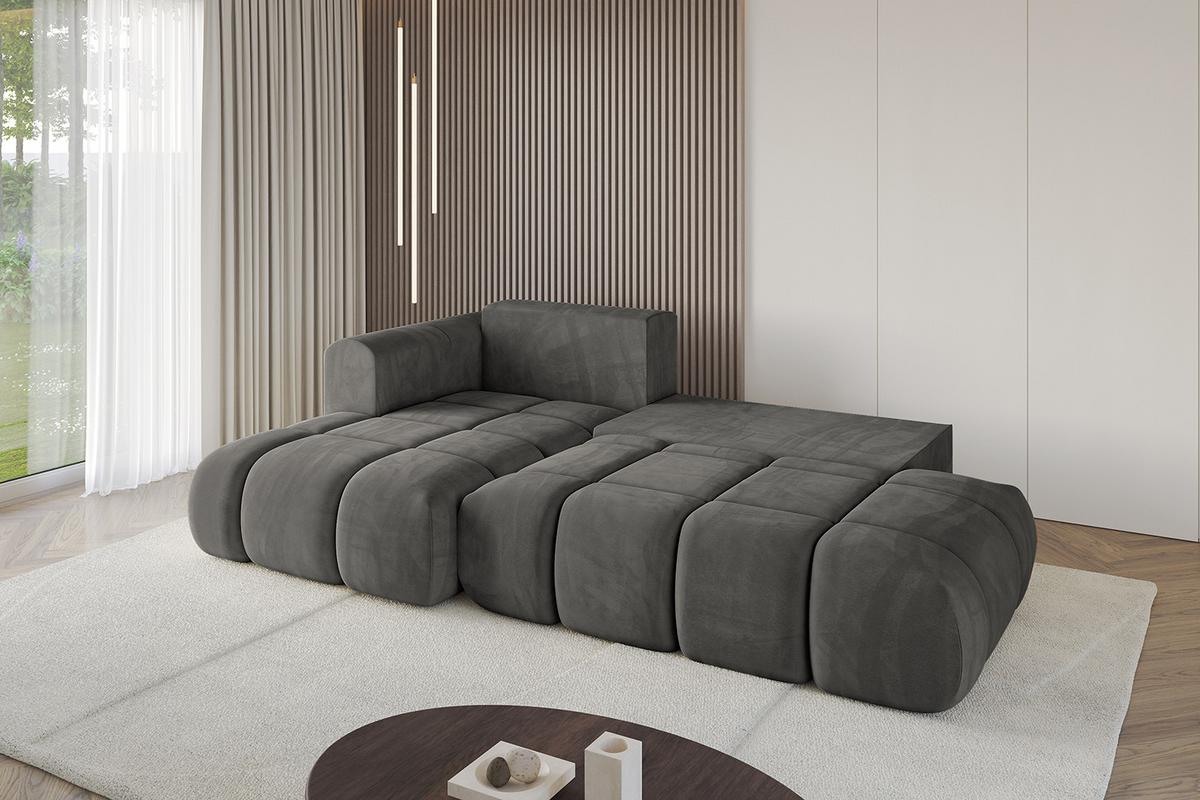 ECKSOFA Ottomane Links CLOUD-L 280x185x90 Dunkelgrau Velours - Dunkelgrau, Holzwerkstoff/Kunststoff (180/289cm) - ALTDECOR