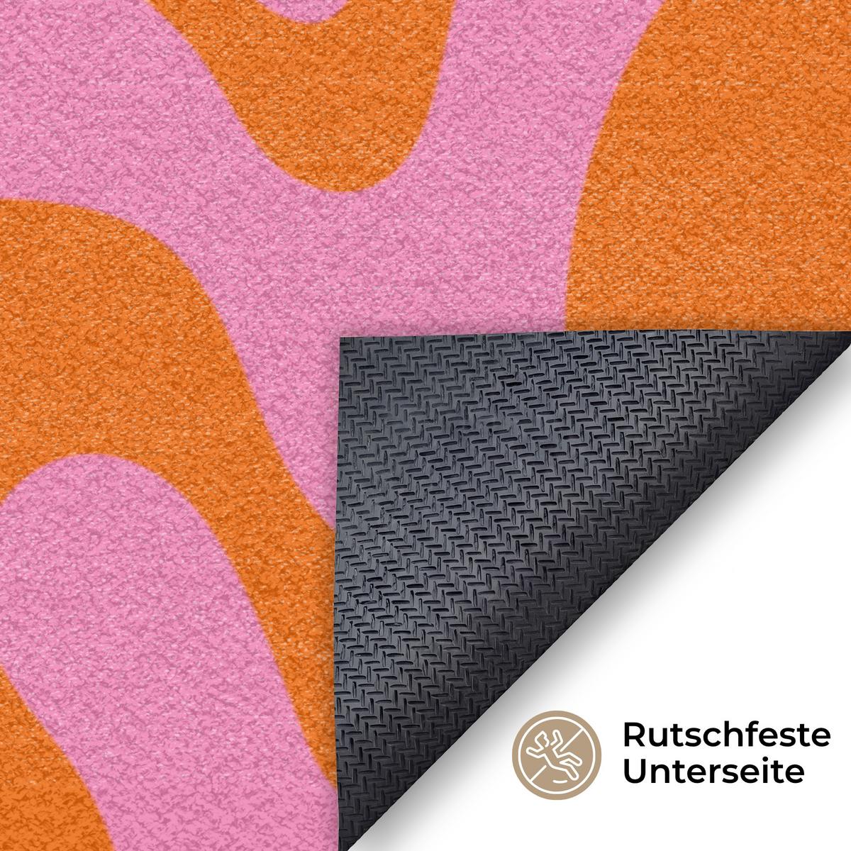 FUSSMATTE Muster - Rosa - Orange - Abstrakt - Modern Türmatte 180x120 cm - Pink, Kunststoff (180/0.4cm) - MuchoWow