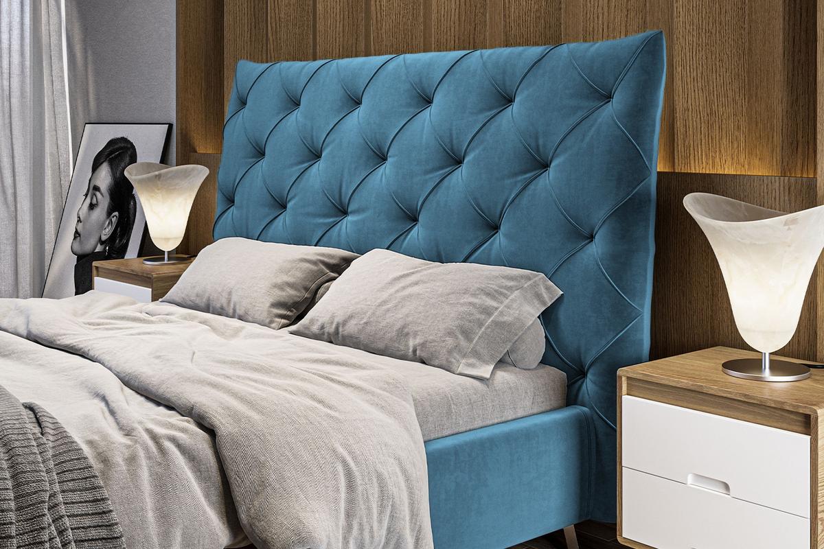 POLSTERBETT ANNY Petrol Velvet - Petrol, Textil (160/200cm) - KAWOLA