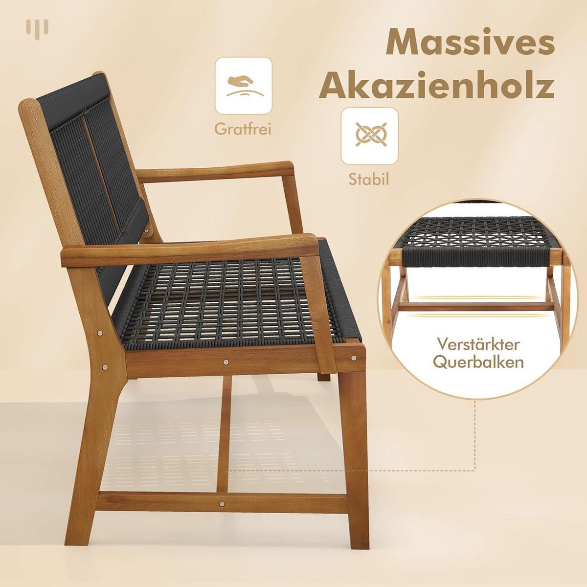 GARTENSTÜHLE Schwarz(2er-Set) - Schwarz, Holz (57/90/64cm) - COSTWAY