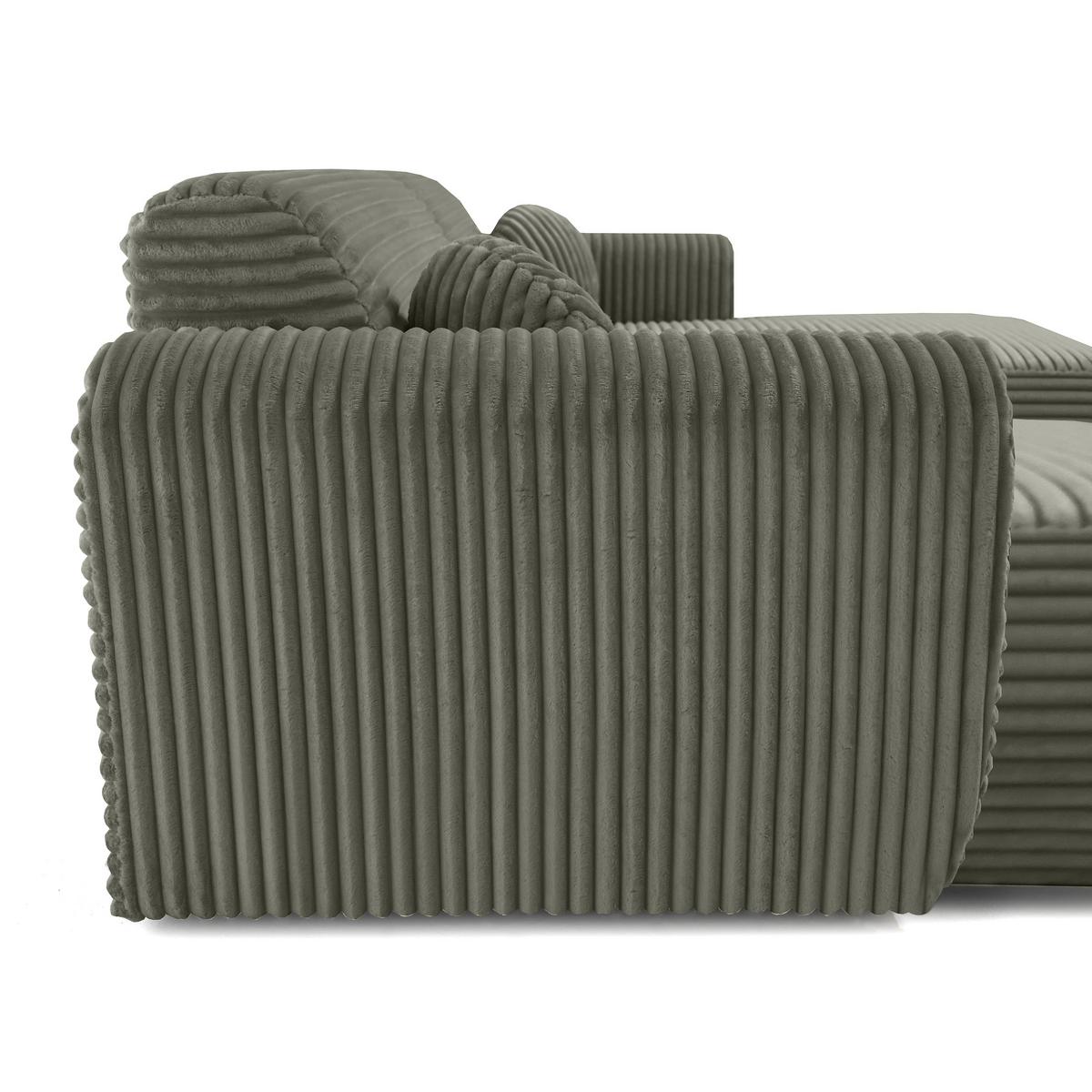 WOHNLANDSCHAFT Puerto U ohne Schlaffunktion, Grün, Cordstoff - Schwarz/Grün, Holzwerkstoff (363/76/170cm) - Beautysofa