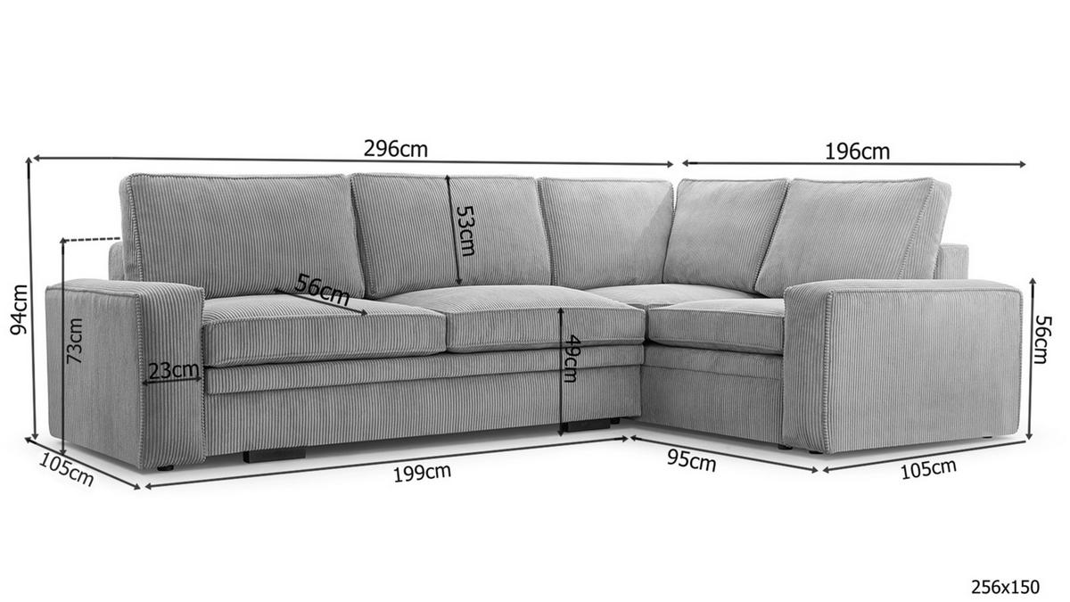 ECKSOFA L Form Treville Beige 296/196/94 cm – Rechts, mit Bettkasten und Schlaffunktion - Beige/Schwarz, Kunststoff/Textil (296/196cm) - AX Living