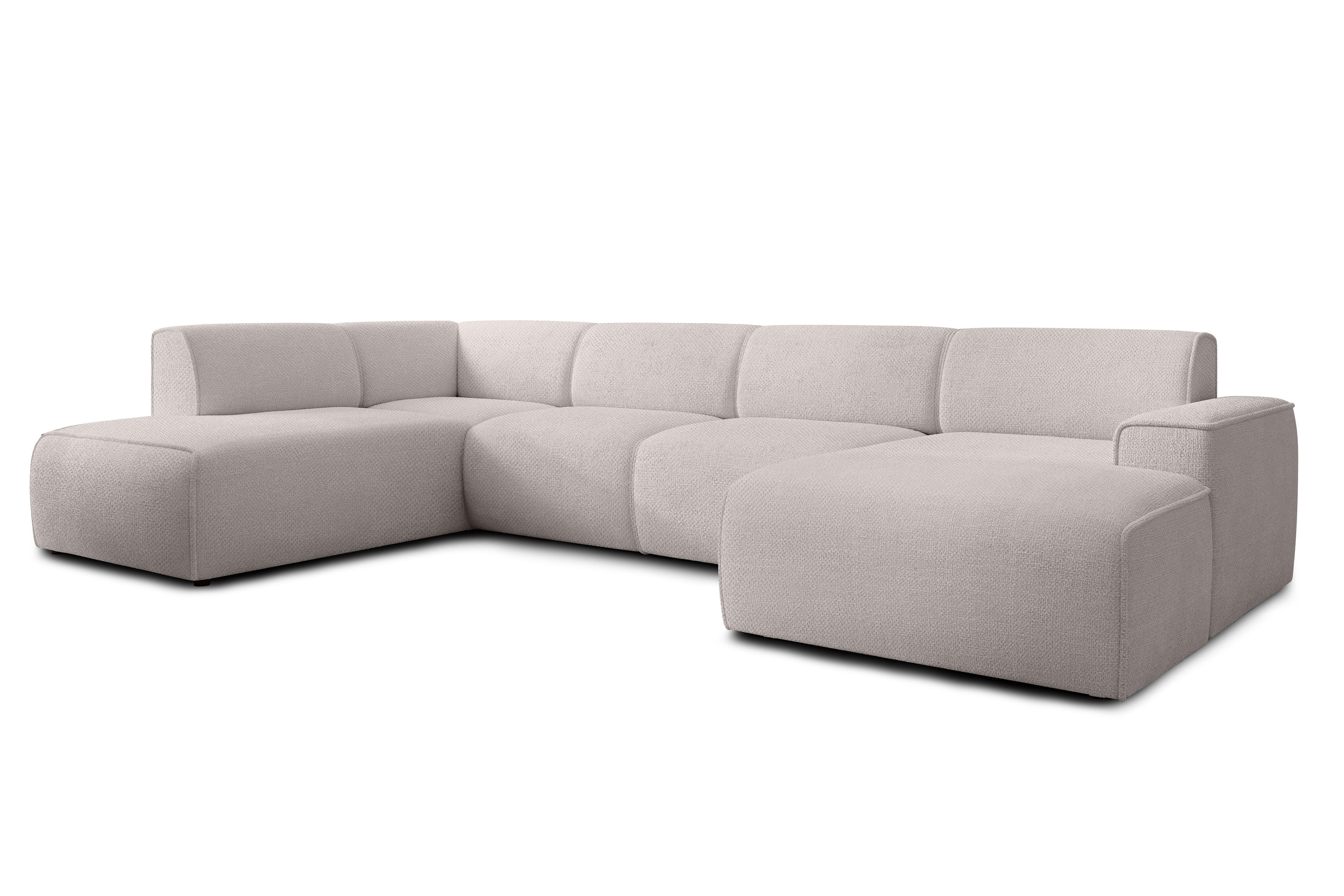 WOHNLANDSCHAFT Didim Taupe 378/220/78 cm – großes Sofa stilvoll & bequem L - Taupe/Schwarz, Kunststoff/Textil (220/78/378cm) - AX Living