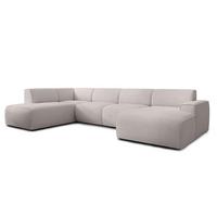 WOHNLANDSCHAFT Didim Taupe 378/220/78 cm – großes Sofa stilvoll & bequem L - Taupe/Schwarz, Kunststoff/Textil (220/78/378cm) - AX Living