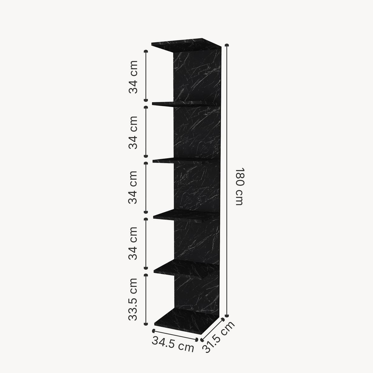 WANDREGAL Surahammar - Schwarz, Holzwerkstoff (34.5/180/31.5cm) - [en.casa]