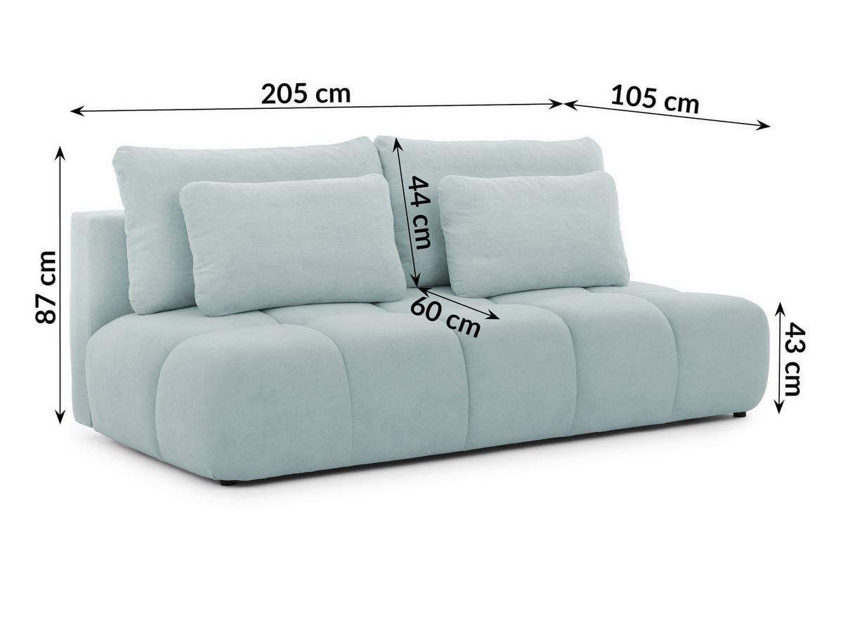 SCHLAFSOFA Belluno aus hochwertigem Blaugrau Plüschstoff mit Bettkasten und tiefen Steppungen in Bubble-Optik - Blaugrau/Schwarz, Holz/Kunststoff (205/87/105cm) - S-Style