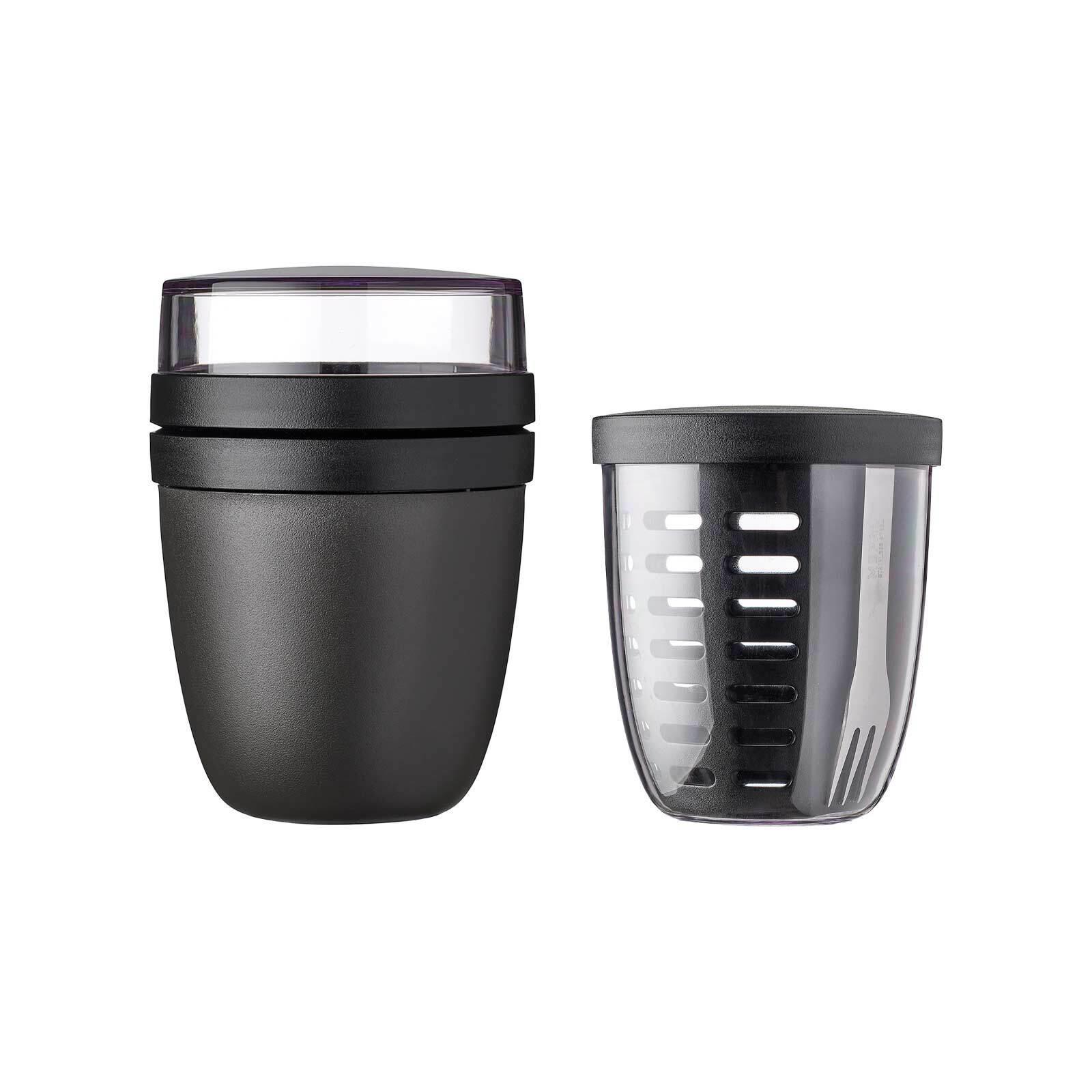 LUNCHPOT MIT FRUITPOT Ellipse Nordic Black 2er Set - Schwarz, Kunststoff (2/2/2cm) - Mepal