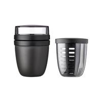 LUNCHPOT MIT FRUITPOT Ellipse Nordic Black 2er Set - Schwarz, Kunststoff (2/2/2cm) - Mepal