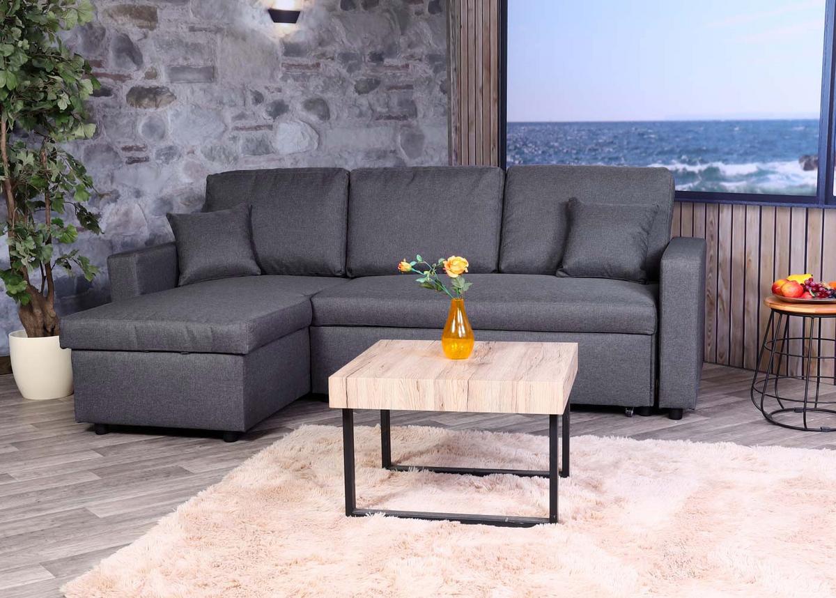 ECKSOFA MIT BETTKASTEN Grau - Dunkelgrau/Grau, Textil (228/151cm) - MCW