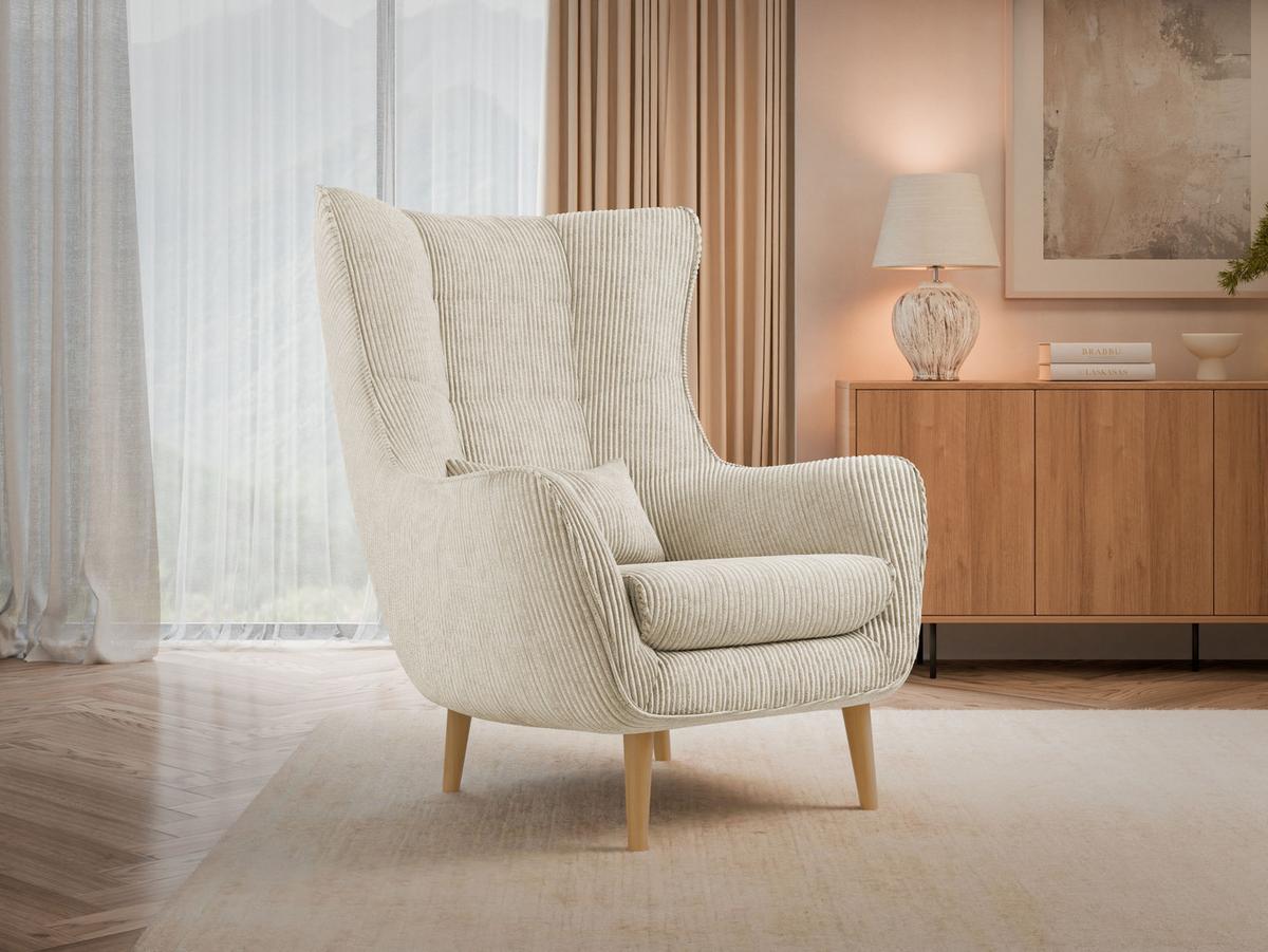 SESSEL Estjano Cord - Beige/Naturfarben, Holz/Textil (80/106/95cm) - MIRJAN24
