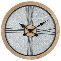 WANDUHR Silber/Braun Acacio - Silberfarben/Schwarz, Holzwerkstoff (57/57/3cm) - Beliani