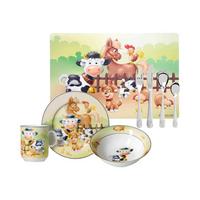 KINDERGESCHIRR MIT PLATZSET & BESTECK Hoftiere bunt - Multicolor, Keramik (2/2/2cm) - Ritzenhoff Breker