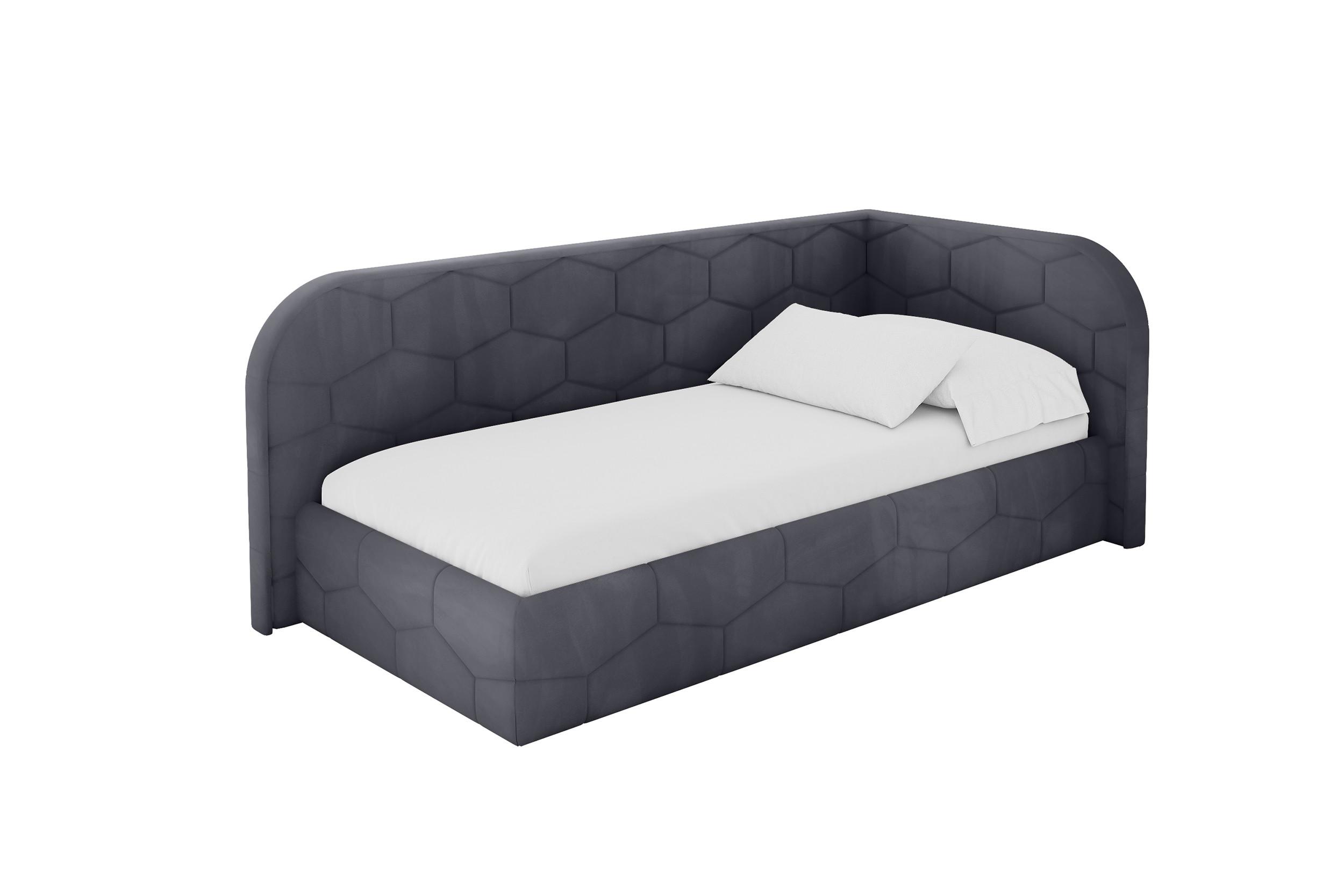 EINZELLBETT Jugendbett mit Bettkasten und Matratze H3/H4, Links - JAXY 100x200 Dunkelgrau - Dunkelgrau, Holzwerkstoff/Textil (100/200cm) - ALTDECOR