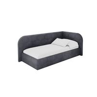 EINZELLBETT Jugendbett mit Bettkasten und Matratze H3/H4, Links - JAXY 80x200 Dunkelgrau - Dunkelgrau, Holzwerkstoff/Textil (80/200cm) - ALTDECOR