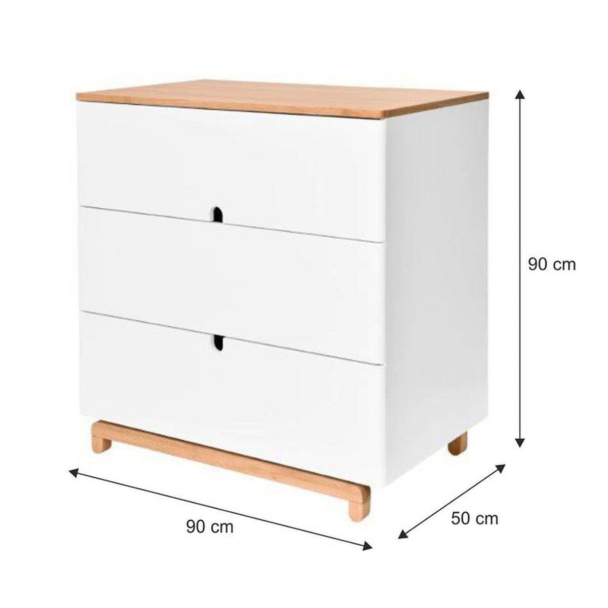 KOMMODE Weiß und Holz - Weiß, Holzwerkstoff (90/90/50cm) - Petits-meubles