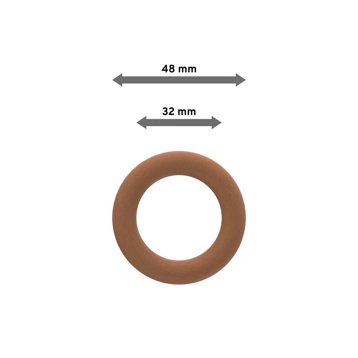 RUNDRINGE MIT FALTENHAKEN FÜR GARDINENSTANGEN 20 mm Ø, Kirschbaum, Packung 10 Stück - Kirschbaumfarben, Holz (20cm) - INTERDECO