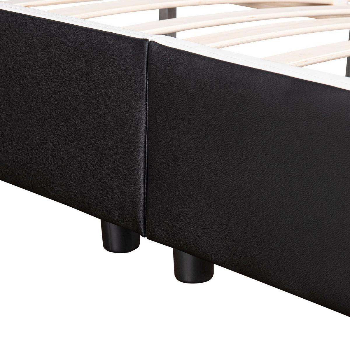 POLSTERBETT Sevilla schwarz mit Matratze 180x200cm inkl. LED - Schwarz, Textil (180/200cm) - Juskys