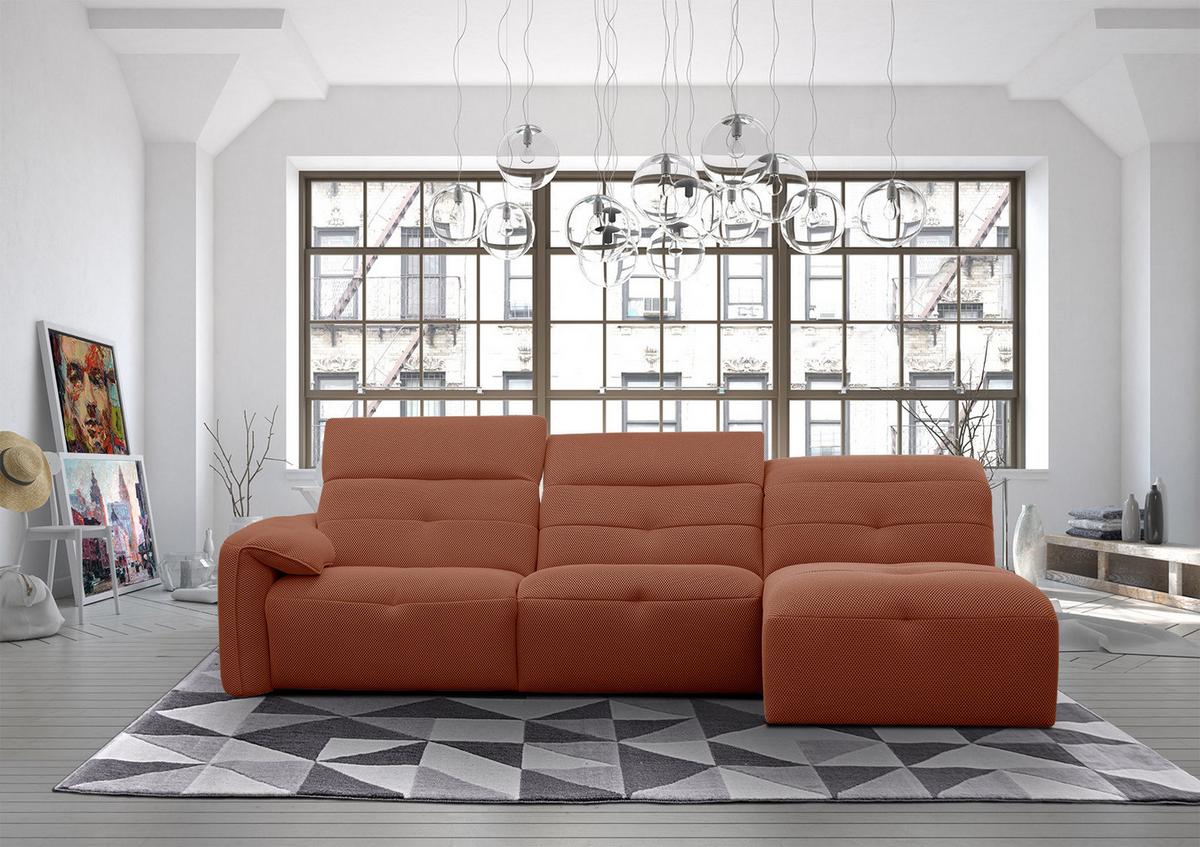 ECKSOFA TRENTO 4-Sitzer, dunkelorange - Dunkelorange/Schwarz, Holzwerkstoff/Kunststoff (262/165cm) - Wozimo
