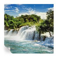 FOTOTAPETE 250x250 cm - Ein atemberaubender Wasserfall - Grün, Textil (250/250cm) - Wallfluent