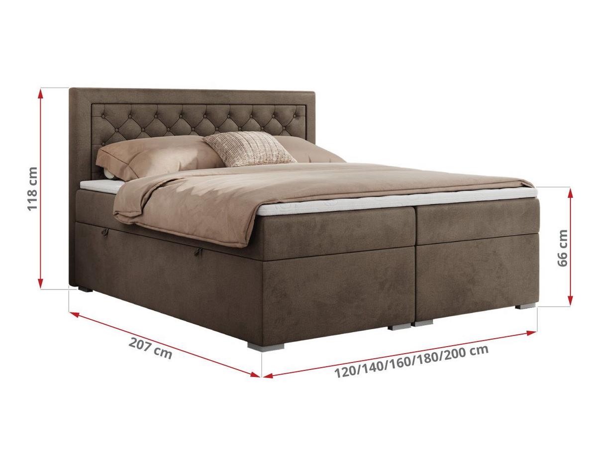 BOXBETT JASIR 160/200 - Braun Velvet - H4 - Braun, Holz/Textil (160/200cm) - MKS