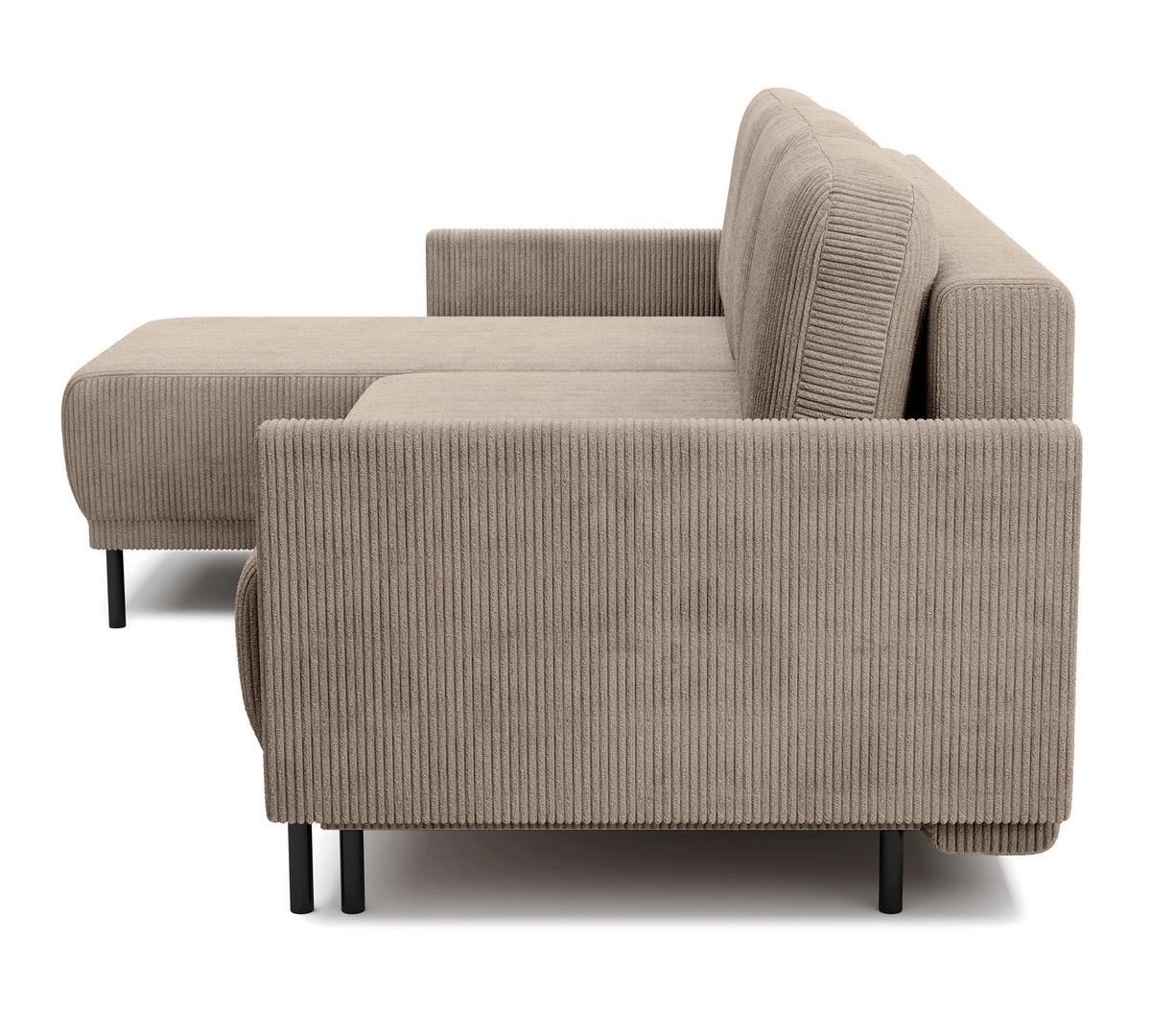 ECKSOFA Hamiel Beige Cordbezug - Beige/Schwarz, Holz/Textil (212/142cm) - Selsey